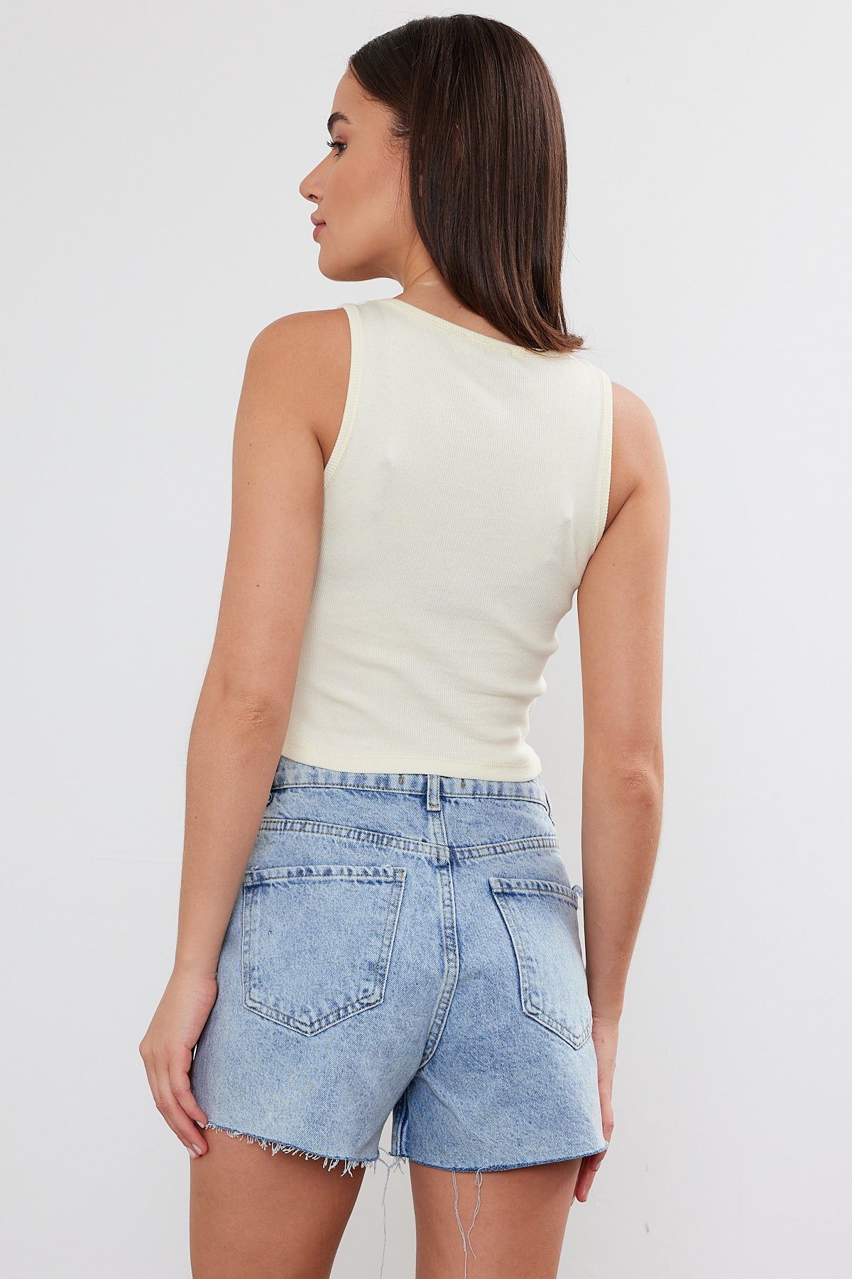 Womens Scoop Neck Tank Top U Neck Ribbed Crop Top 2465 S-M-L (2-2-2) 6 PIECES