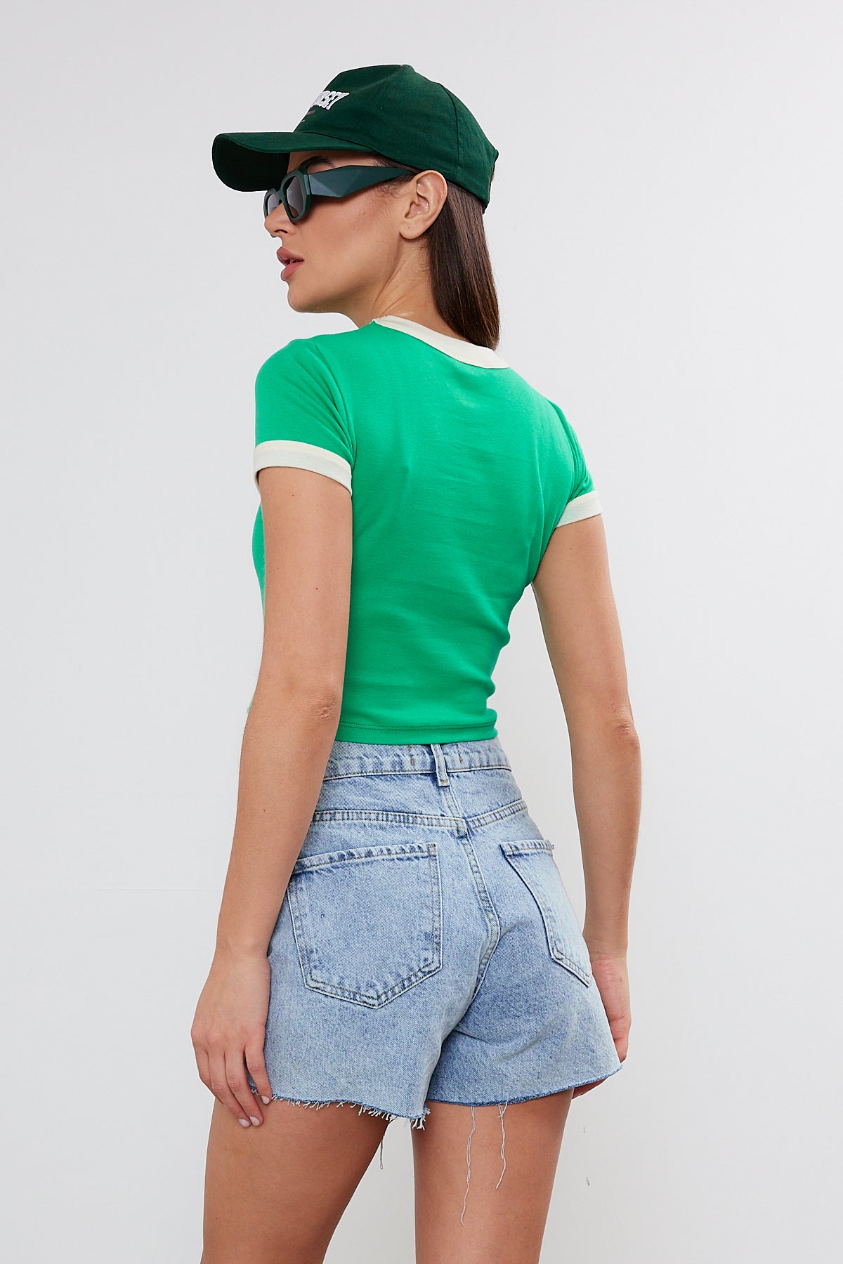 Crop T-Shirt Two Tone "Atlanta" Printed Crop Top (S-M-L / 2-2-2) 6 Pieces