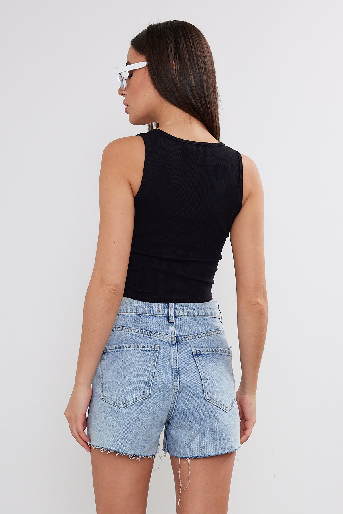 Womens Scoop Neck Tank Top U Neck Ribbed Crop Top 2465 S-M-L (2-2-2) 6 PIECES