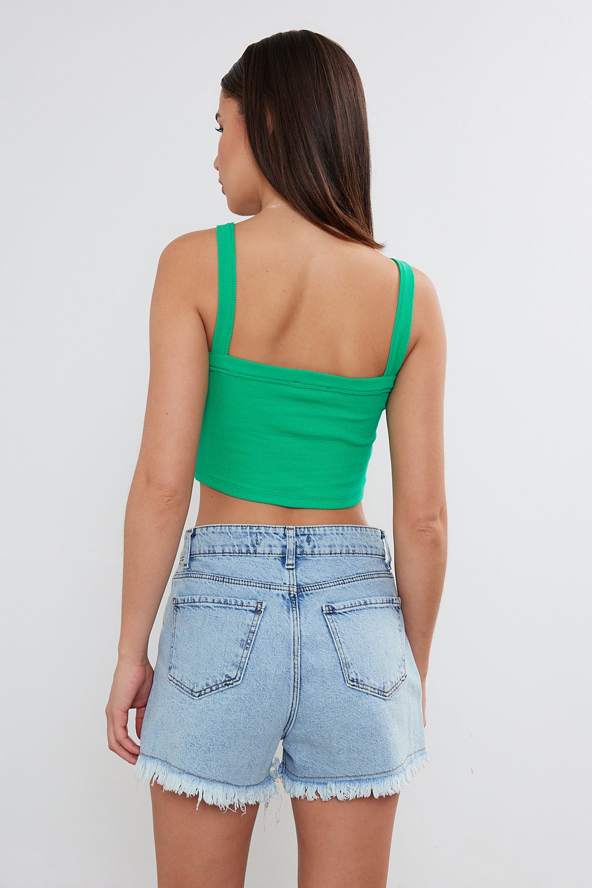 Ribbed Tank Top Starp Crop Top Cotton Short Tank Top 3538 S-M-L (2-2-2) 6 Pieces