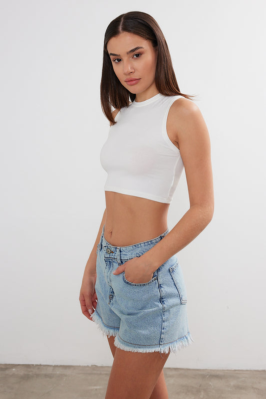 Womens Solid Color Cotton Tank Top Crop Top Sleeveless 3501 S-M-L (2-2-2) 6 PIECES