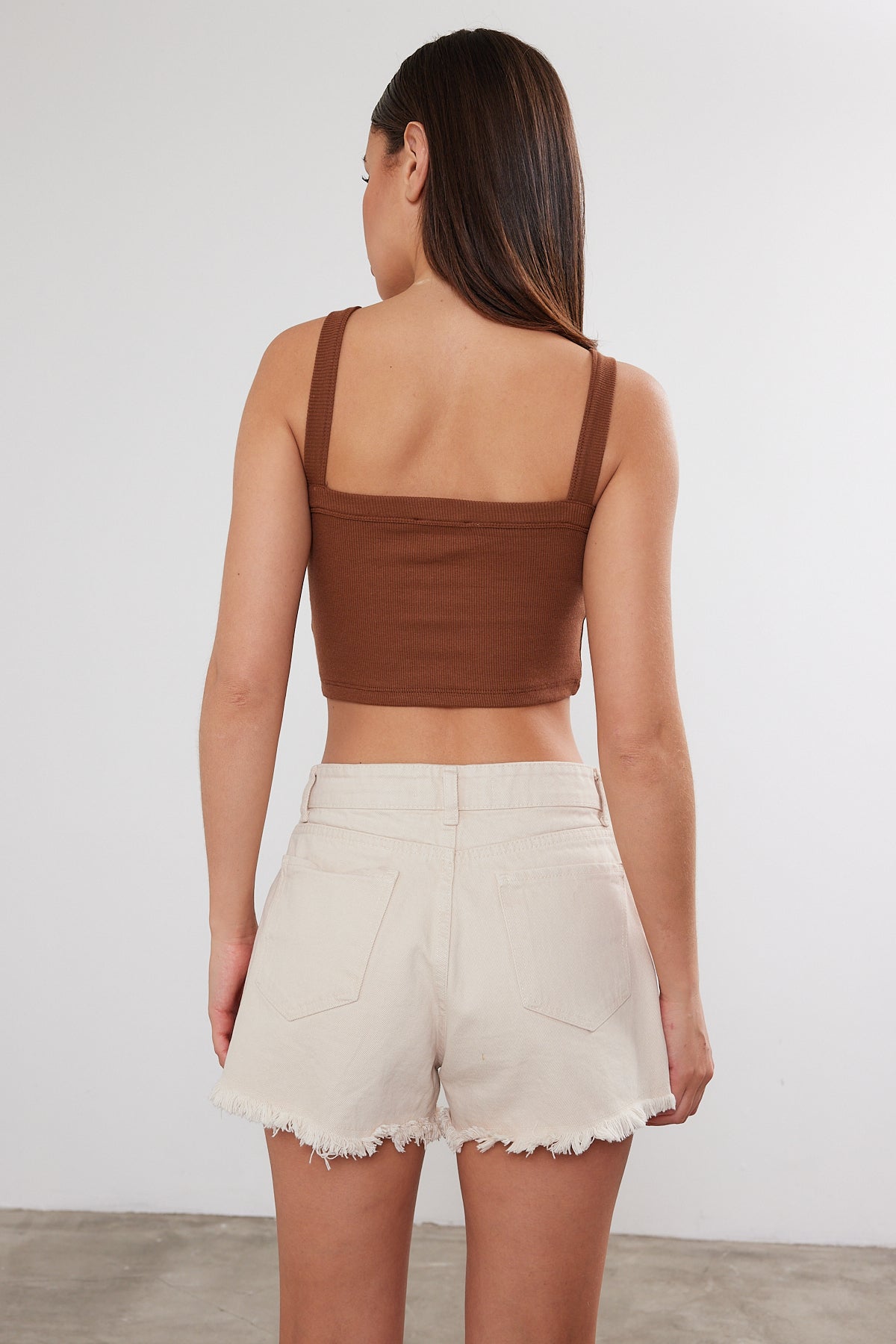 Ribbed Tank Top Starp Crop Top Cotton Short Tank Top 3538 S-M-L (2-2-2) 6 Pieces