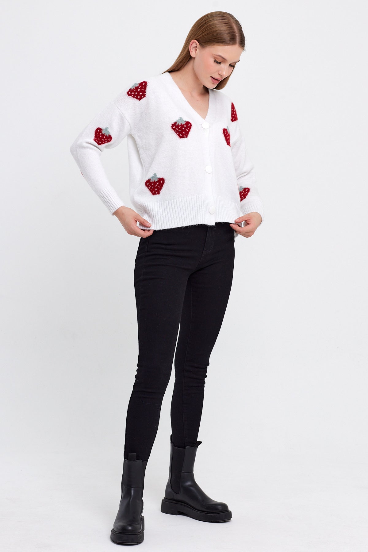 Strawberry Knit Cardigan Cropped - Cute Collection