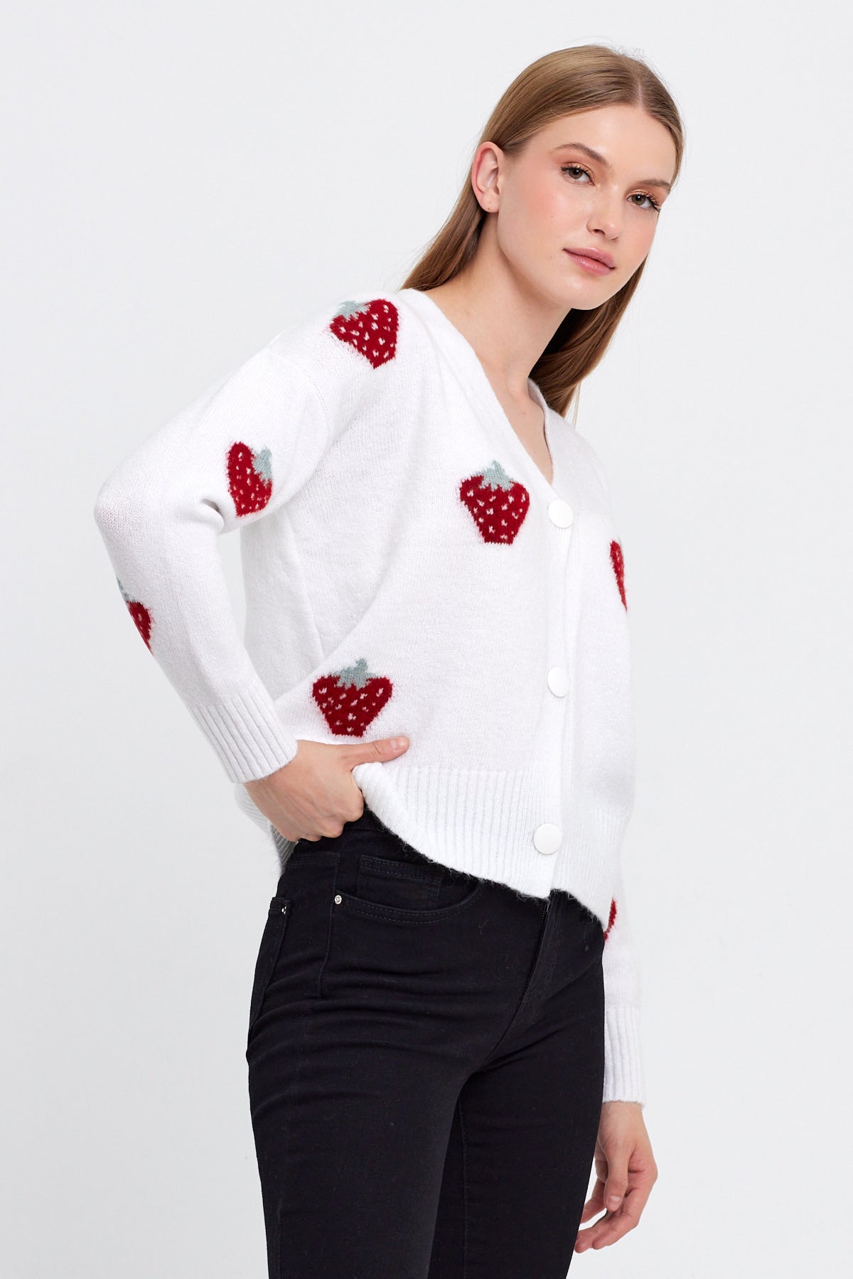 Strawberry Knit Cardigan Cropped - Cute Collection