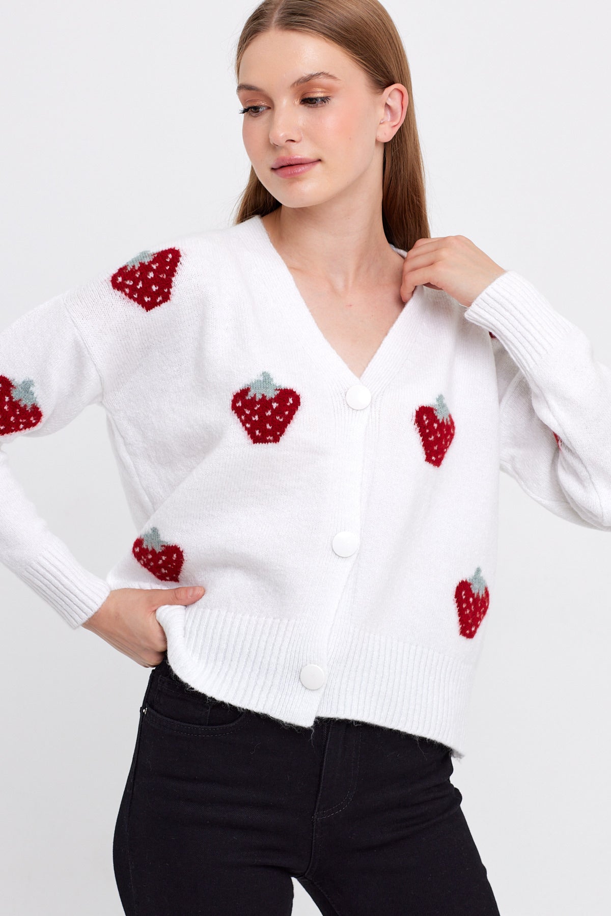 Strawberry Knit Cardigan Cropped - Cute Collection