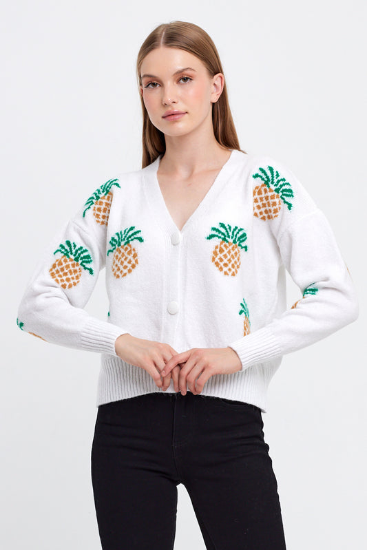 Pineapple Knit Cardigan Cropped - Cute Collection