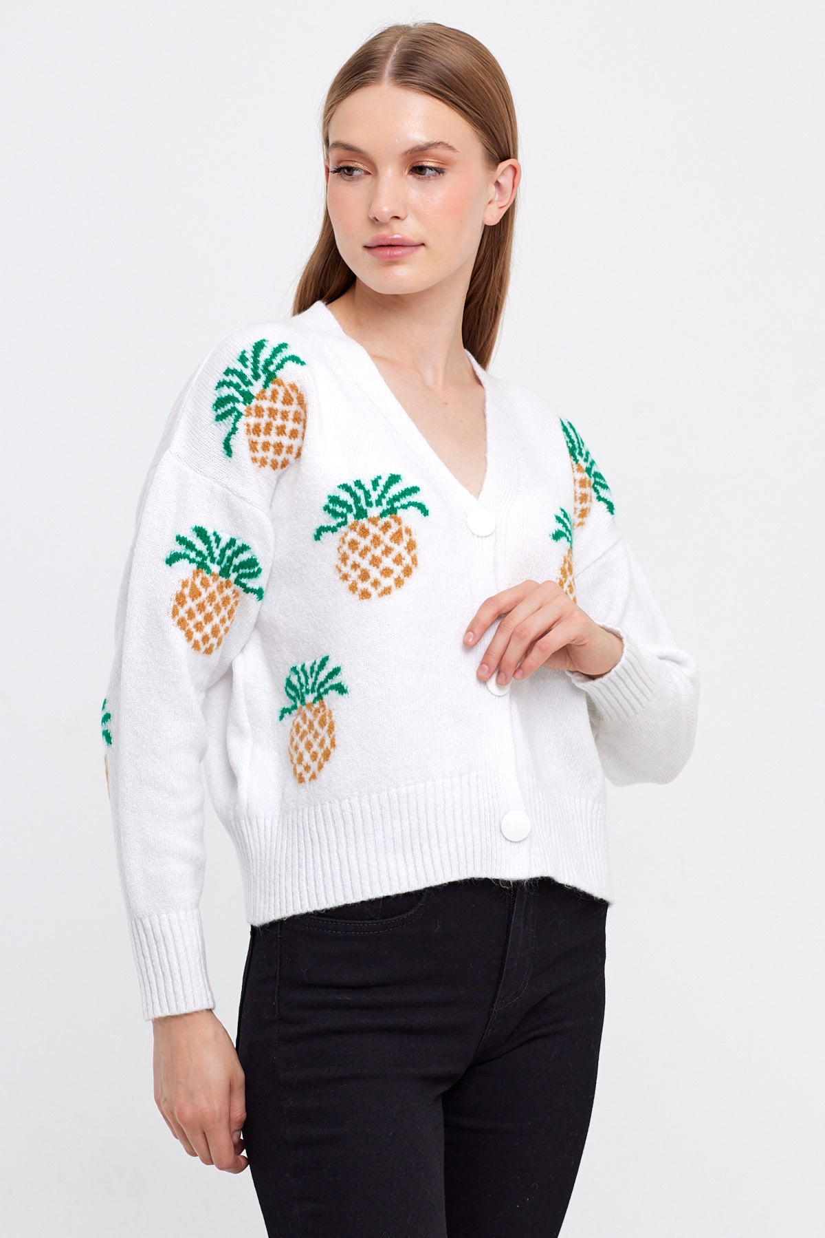 Pineapple Knit Cardigan Cropped - Cute Collection