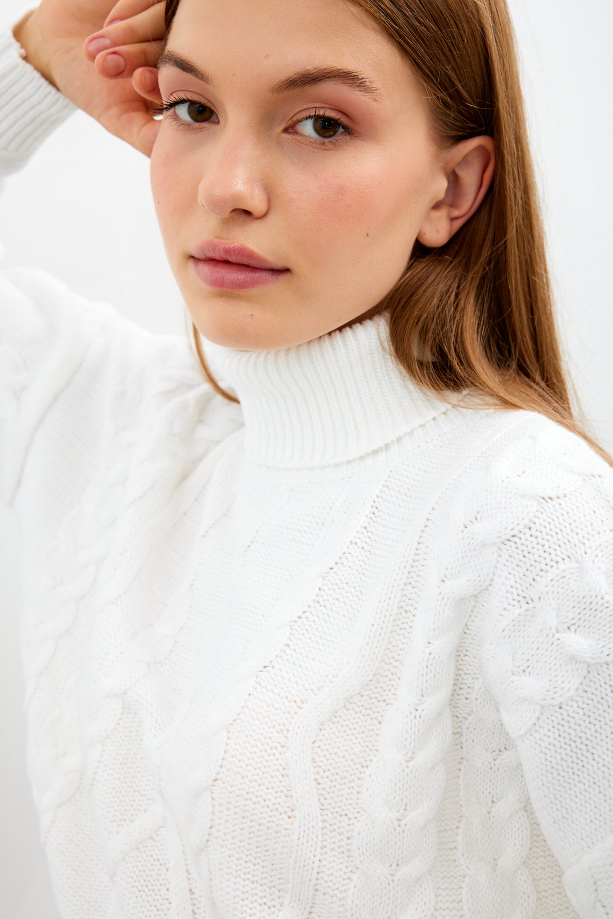 Oversized Turtleneck Sweater Solid Color With Knit Details - SKU: 1232