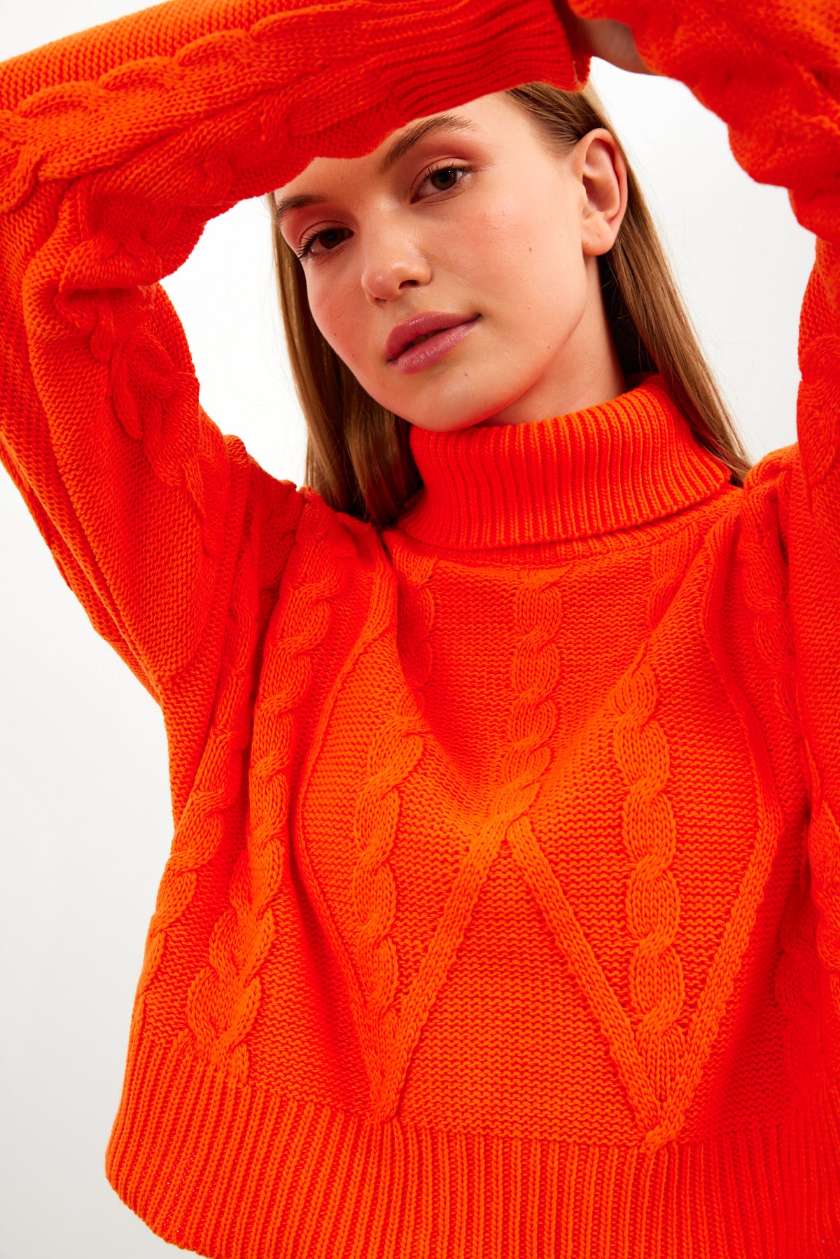 Oversized Turtleneck Sweater Solid Color With Knit Details - SKU: 1232