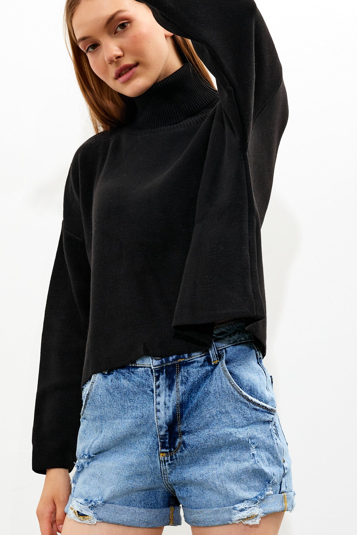 Oversized Solid Color Turtleneck Sweater - SKU: 1079