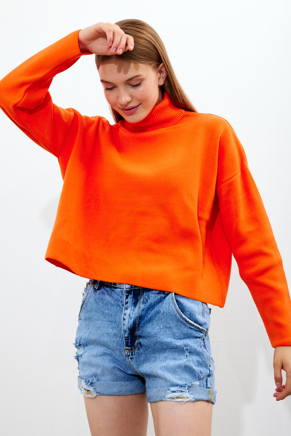 Oversized Solid Color Turtleneck Sweater - SKU: 1079