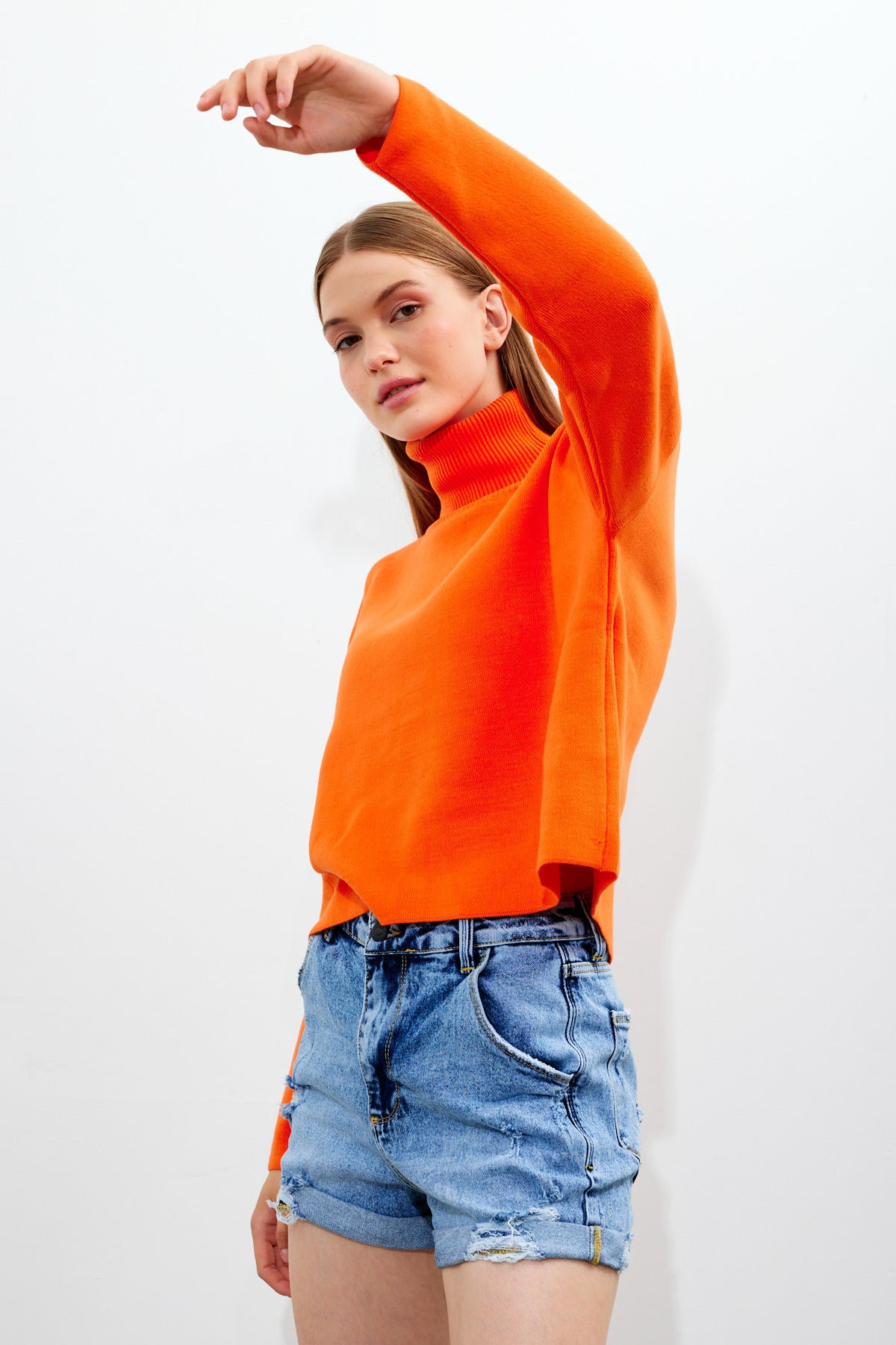 Oversized Solid Color Turtleneck Sweater - SKU: 1079