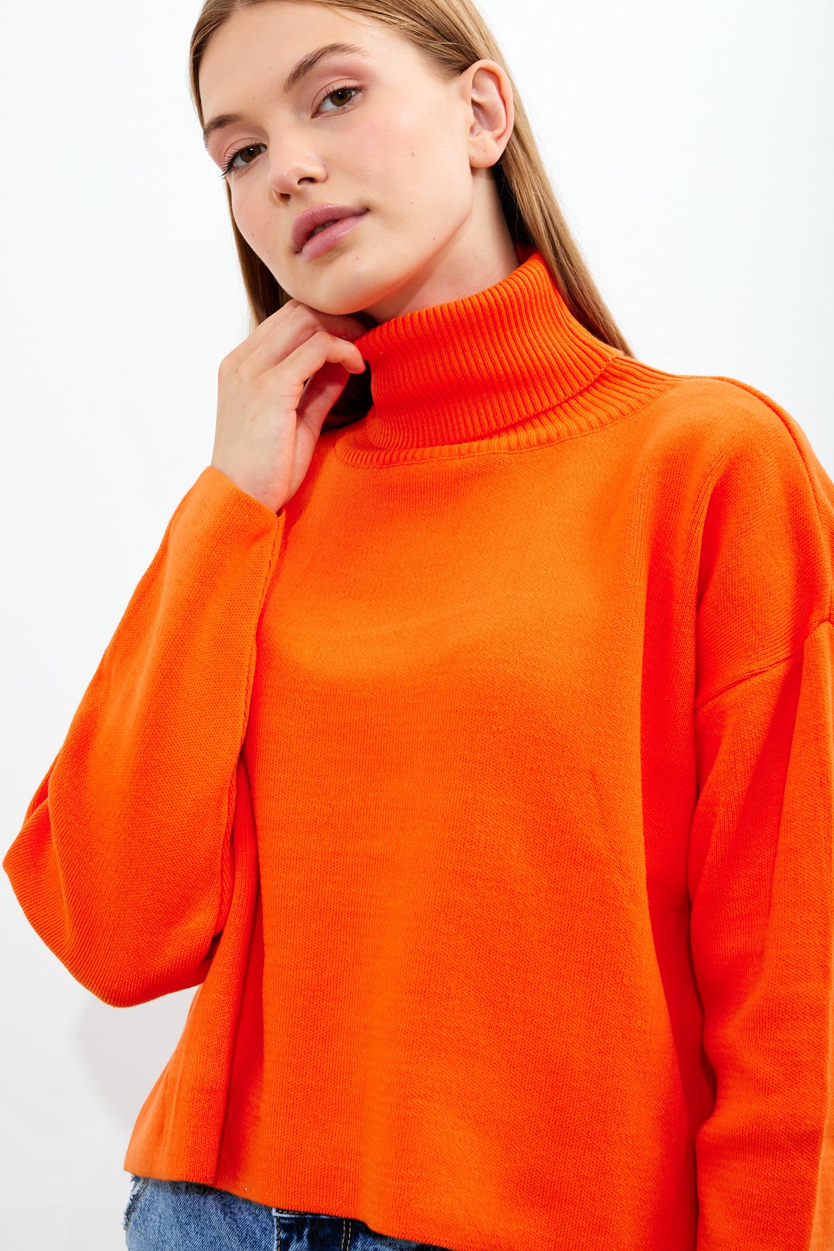 Oversized Solid Color Turtleneck Sweater - SKU: 1079