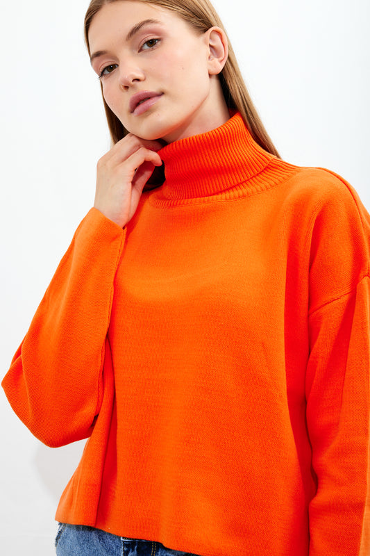 Oversized Solid Color Turtleneck Sweater - SKU: 1079