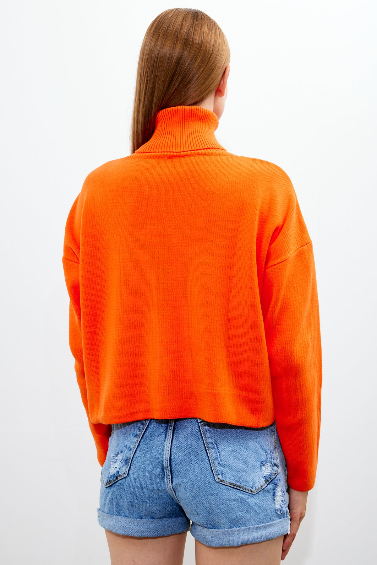 Oversized Solid Color Turtleneck Sweater - SKU: 1079