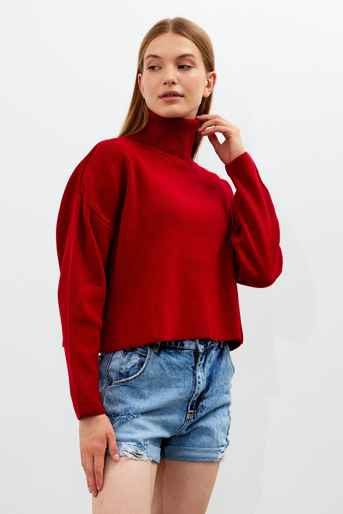Oversized Solid Color Turtleneck Sweater - SKU: 1079