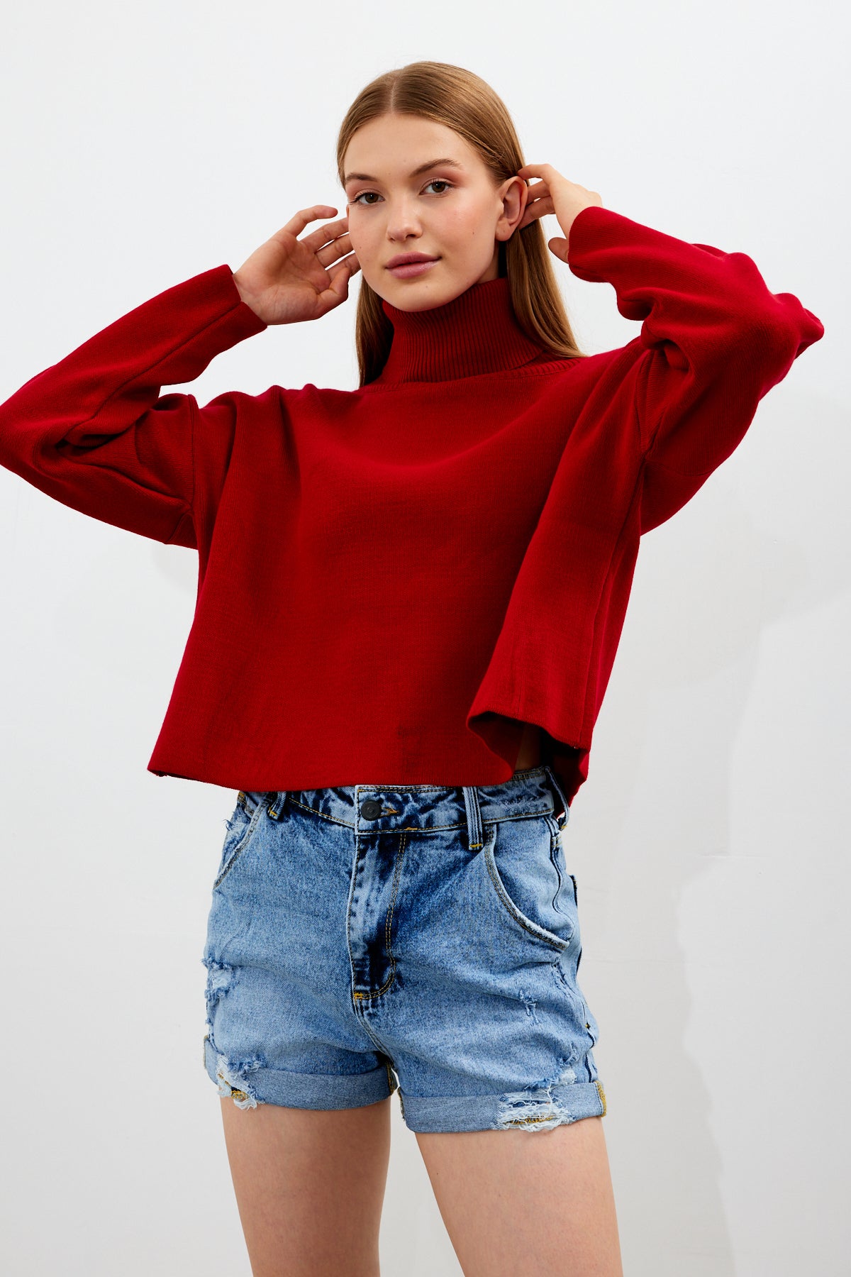 Oversized Solid Color Turtleneck Sweater - SKU: 1079