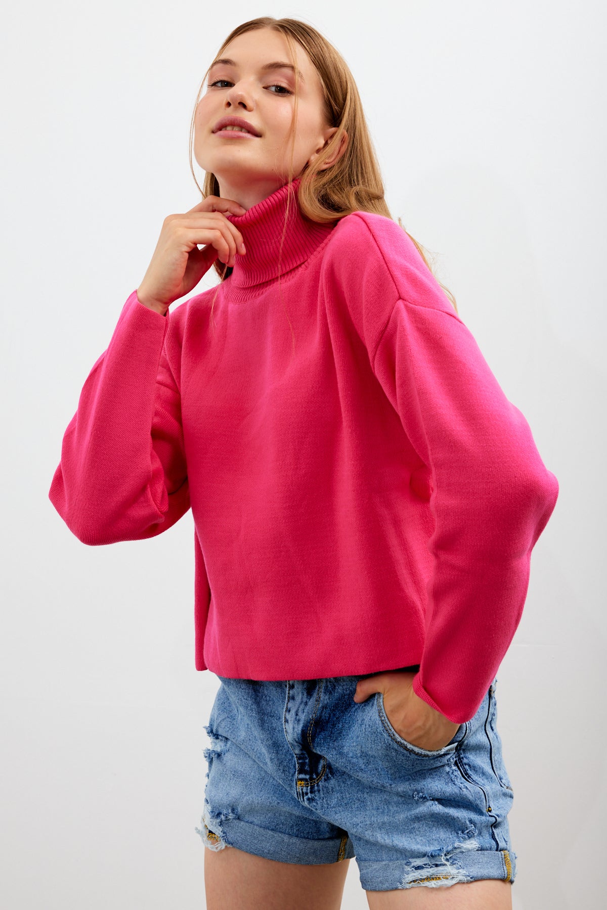 Oversized Solid Color Turtleneck Sweater - SKU: 1079