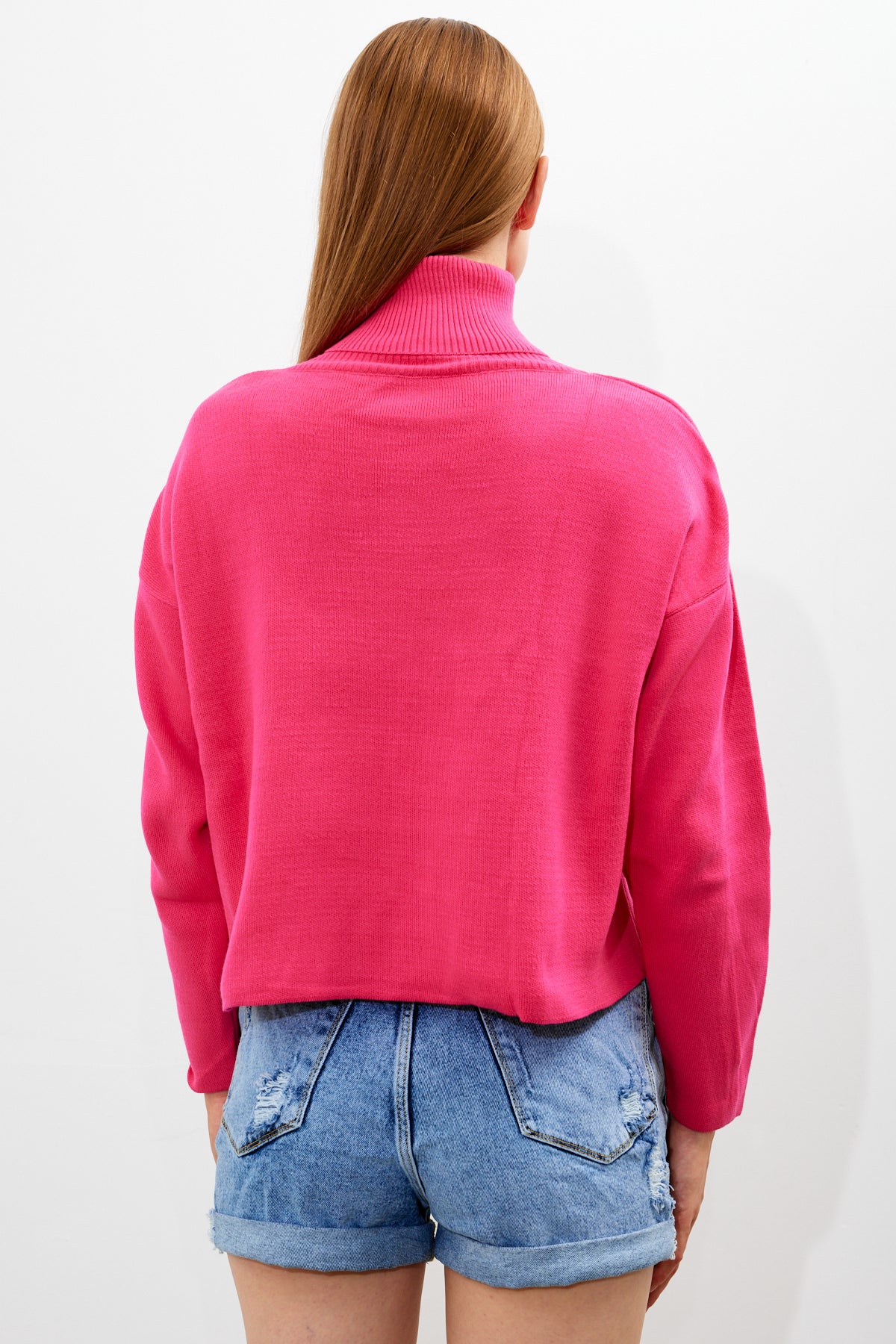 Oversized Solid Color Turtleneck Sweater - SKU: 1079