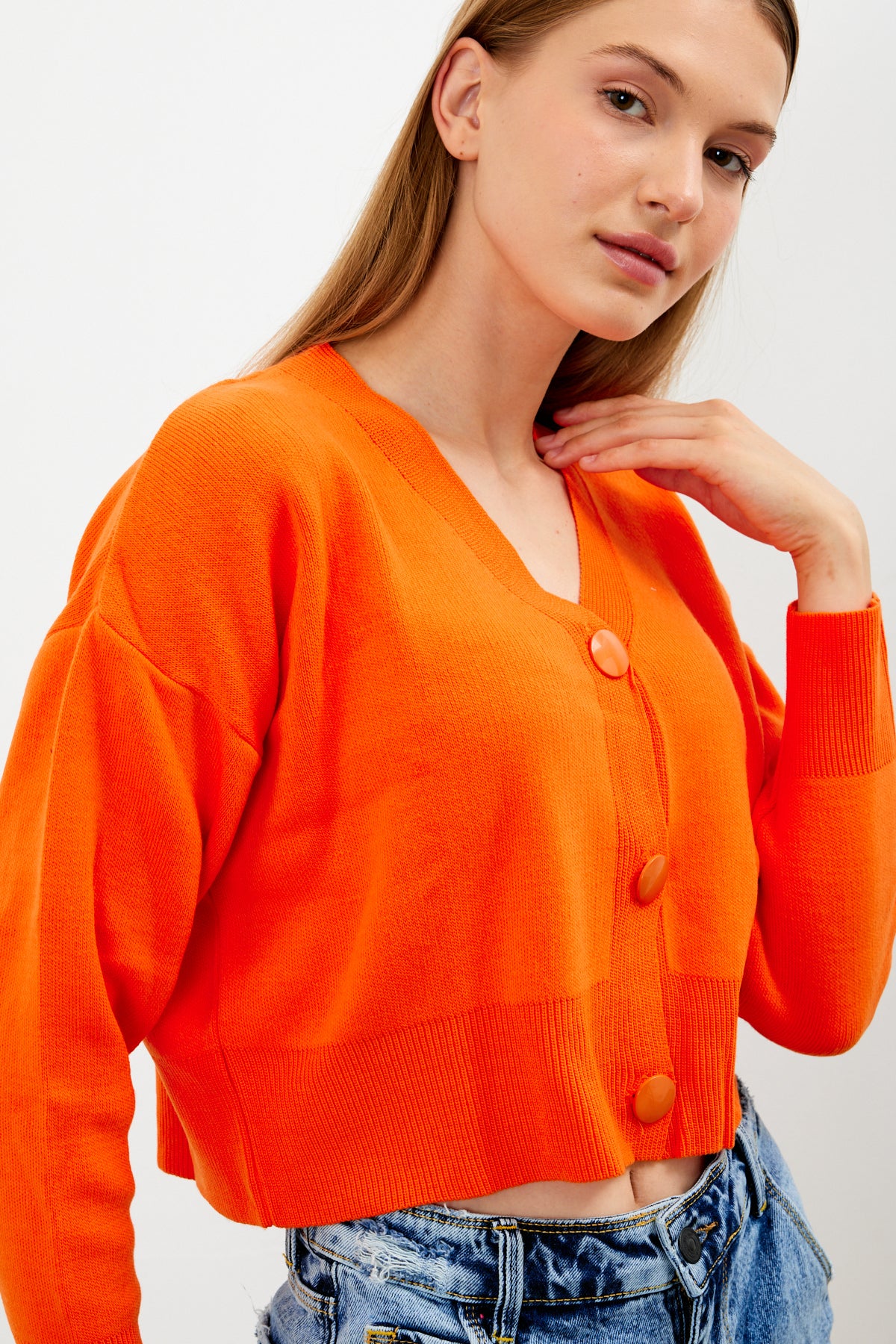 Cropped Solid Color Cardigan 3 Button - SKU: 1135