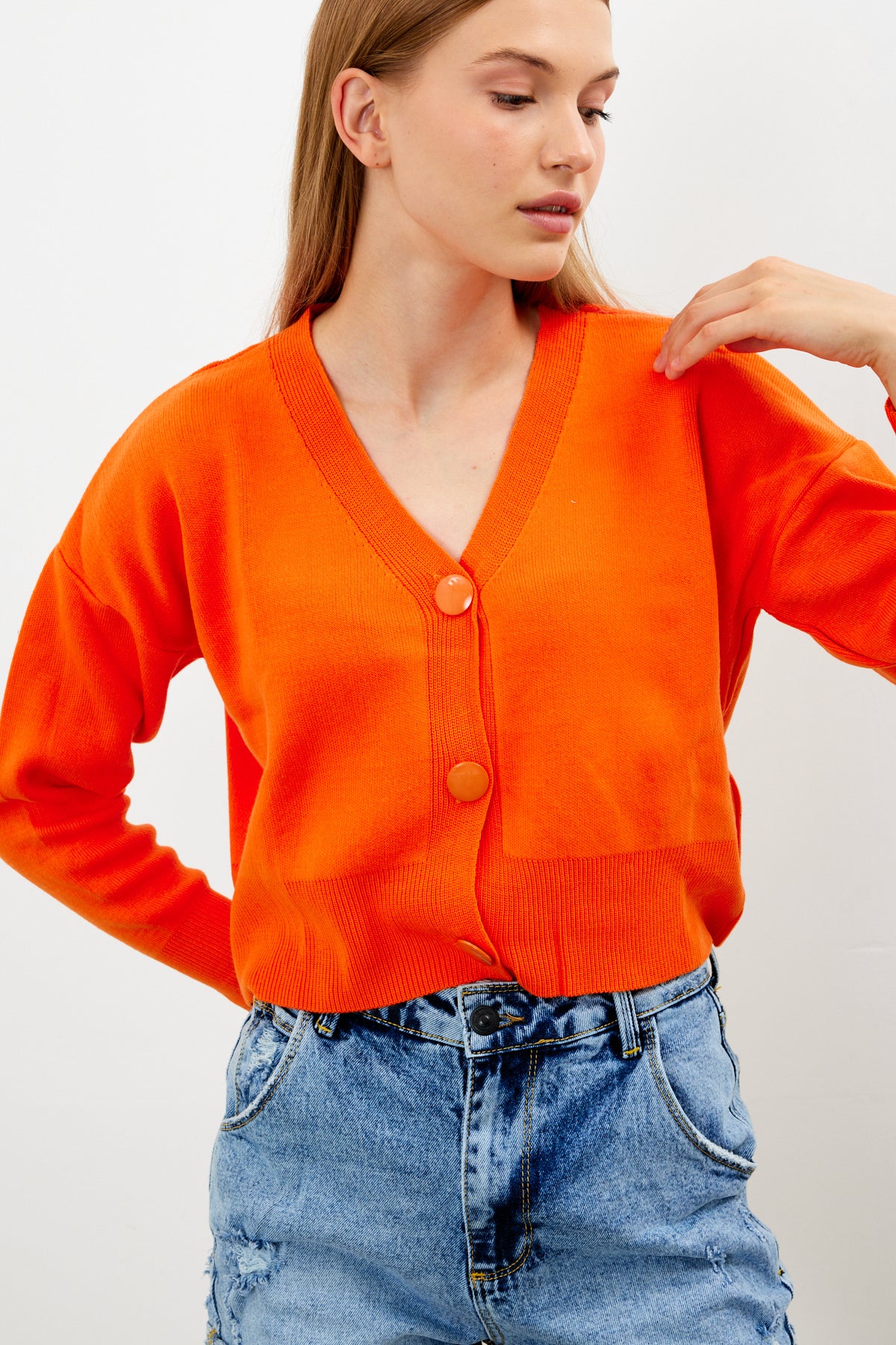 Cropped Solid Color Cardigan 3 Button - SKU: 1135