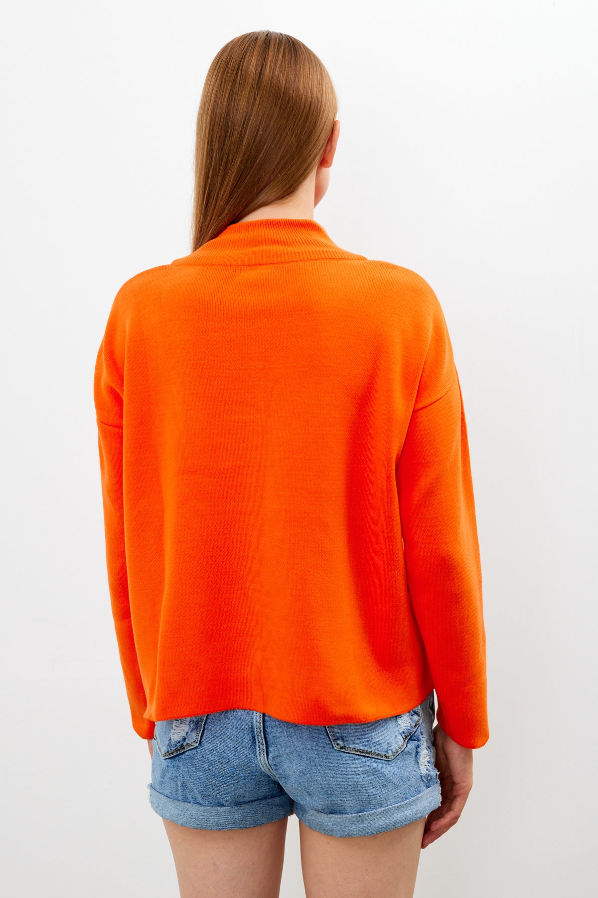 Mock Neck Knit Oversized Sweater Solid Color - SKU: 1306