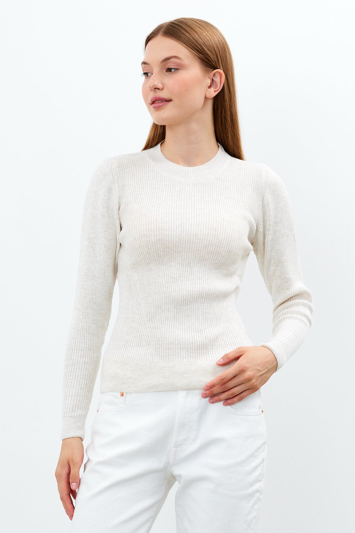 Crewneck Knit Sweater Knit Top Solid Color - SKU: 1287