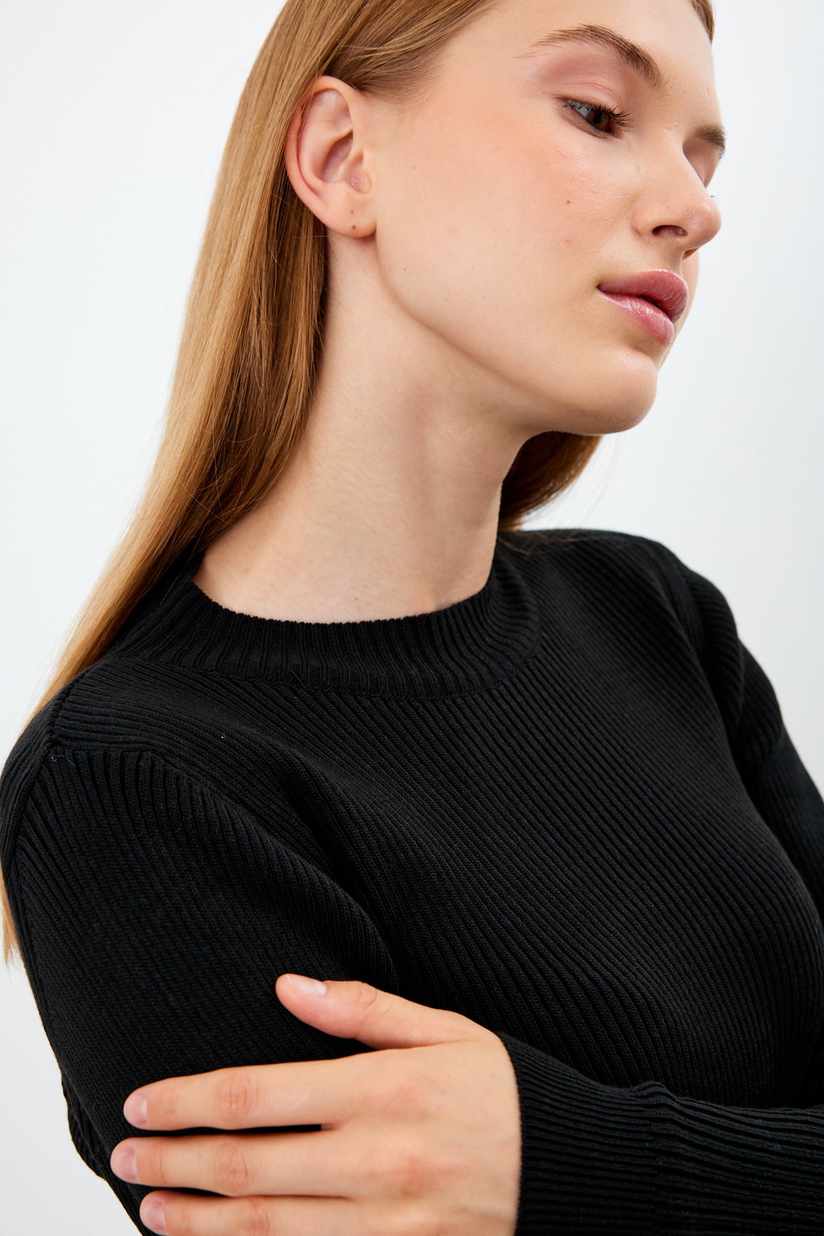 Crewneck Knit Sweater Knit Top Solid Color - SKU: 1287