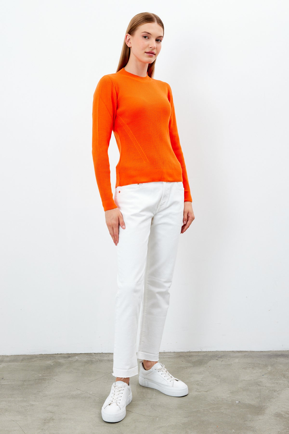 Crewneck Knit Sweater Knit Top Solid Color - SKU: 1287