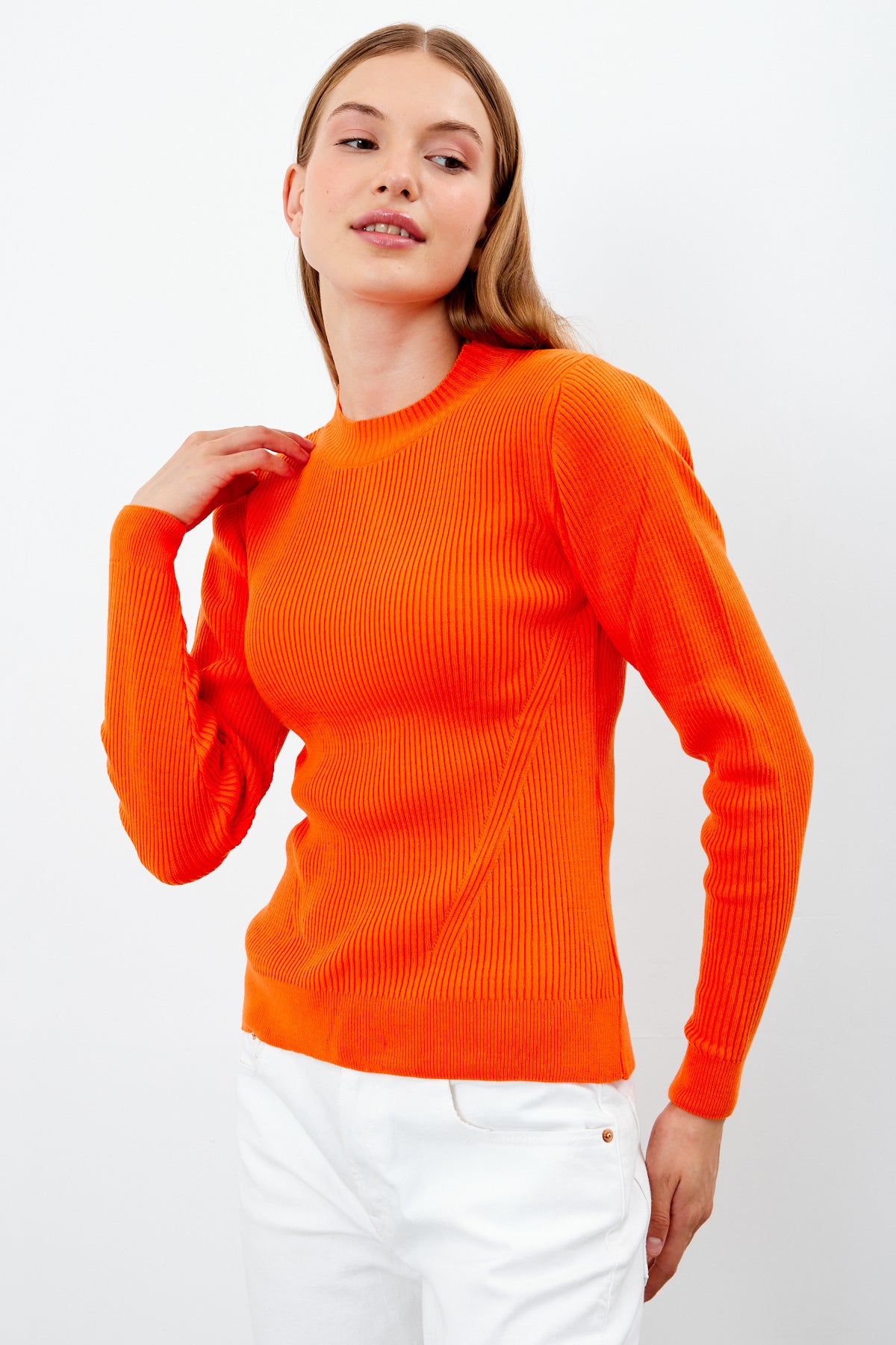 Crewneck Knit Sweater Knit Top Solid Color - SKU: 1287