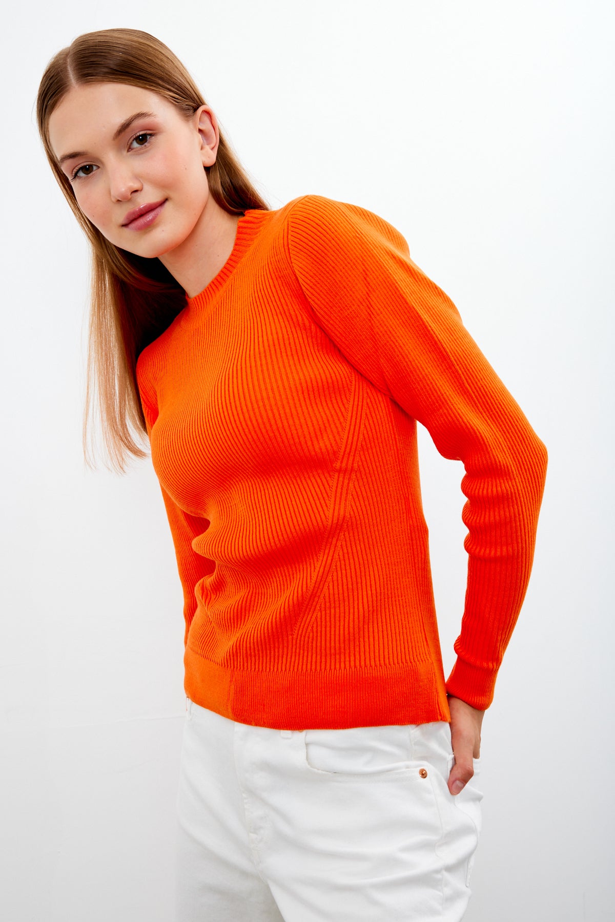 Crewneck Knit Sweater Knit Top Solid Color - SKU: 1287