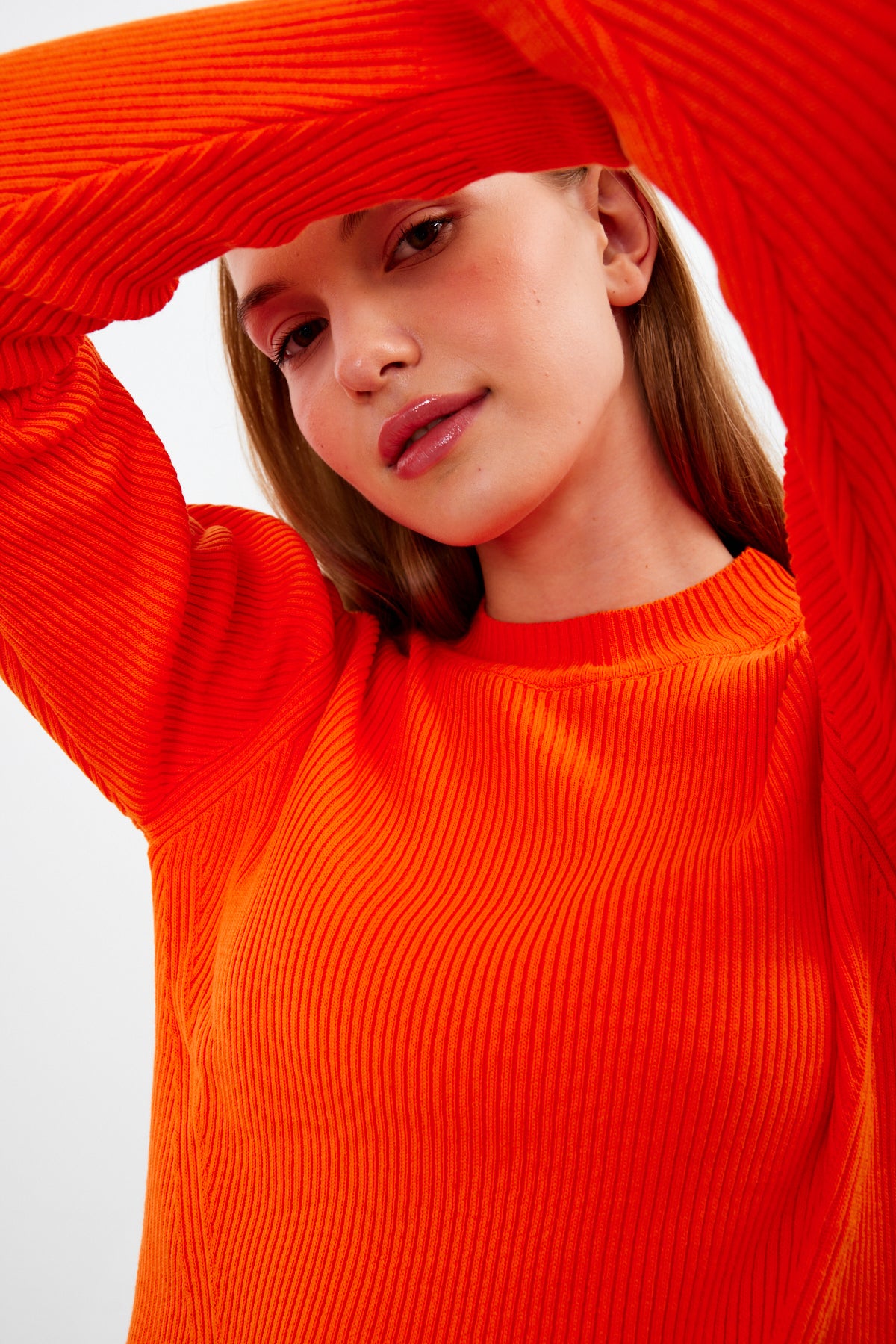 Crewneck Knit Sweater Knit Top Solid Color - SKU: 1287