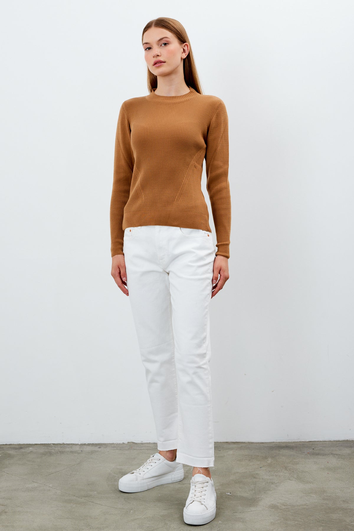 Crewneck Knit Sweater Knit Top Solid Color - SKU: 1287