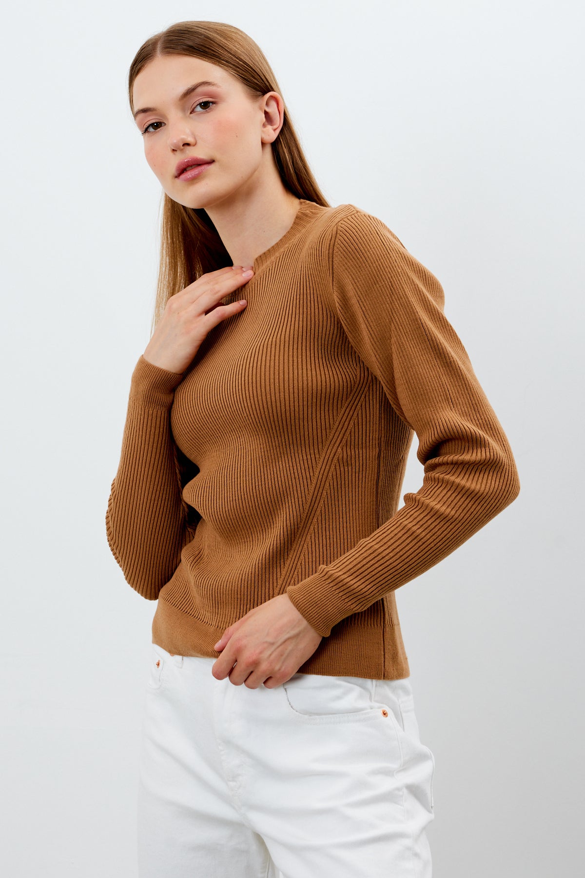 Crewneck Knit Sweater Knit Top Solid Color - SKU: 1287