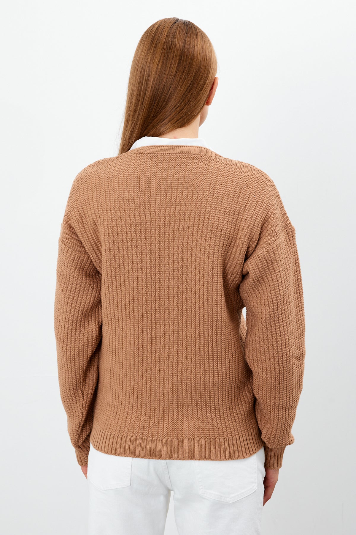 Mid Length Knit Cardigan Solid Color - SKU: 3740