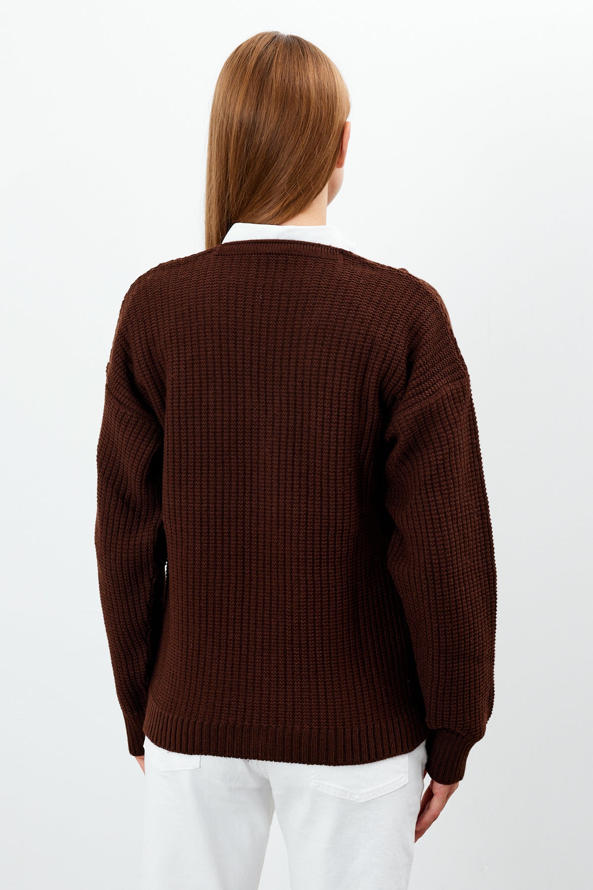 Mid Length Knit Cardigan Solid Color - SKU: 3740