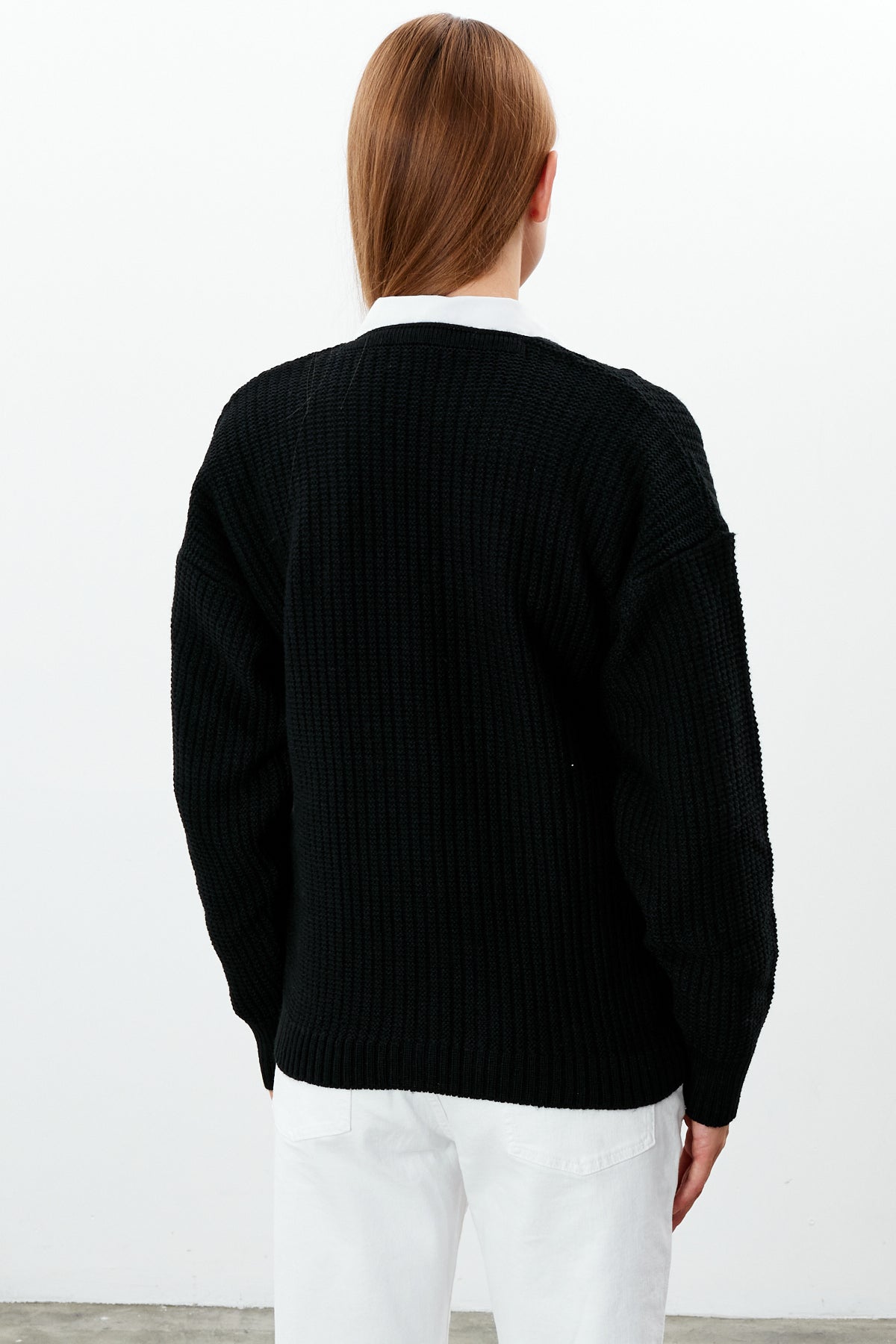 Mid Length Knit Cardigan Solid Color - SKU: 3740