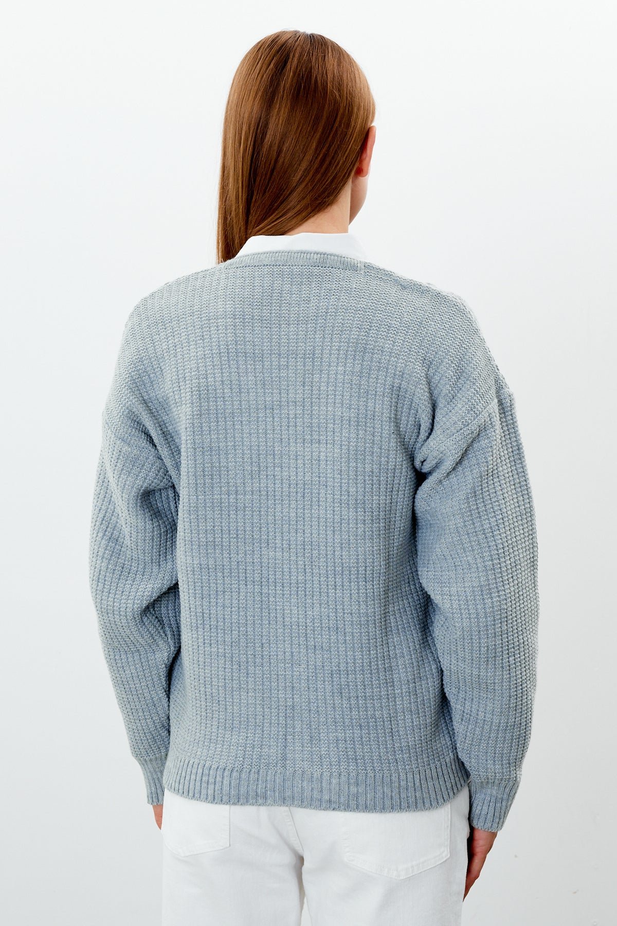 Mid Length Knit Cardigan Solid Color - SKU: 3740