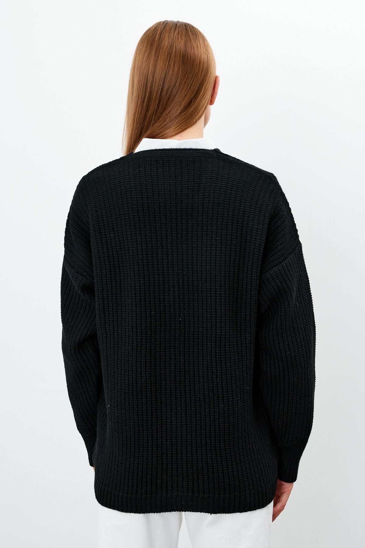 Middle Length Knit Cardigan Flower Embroidery Detailed - SKU: 3830