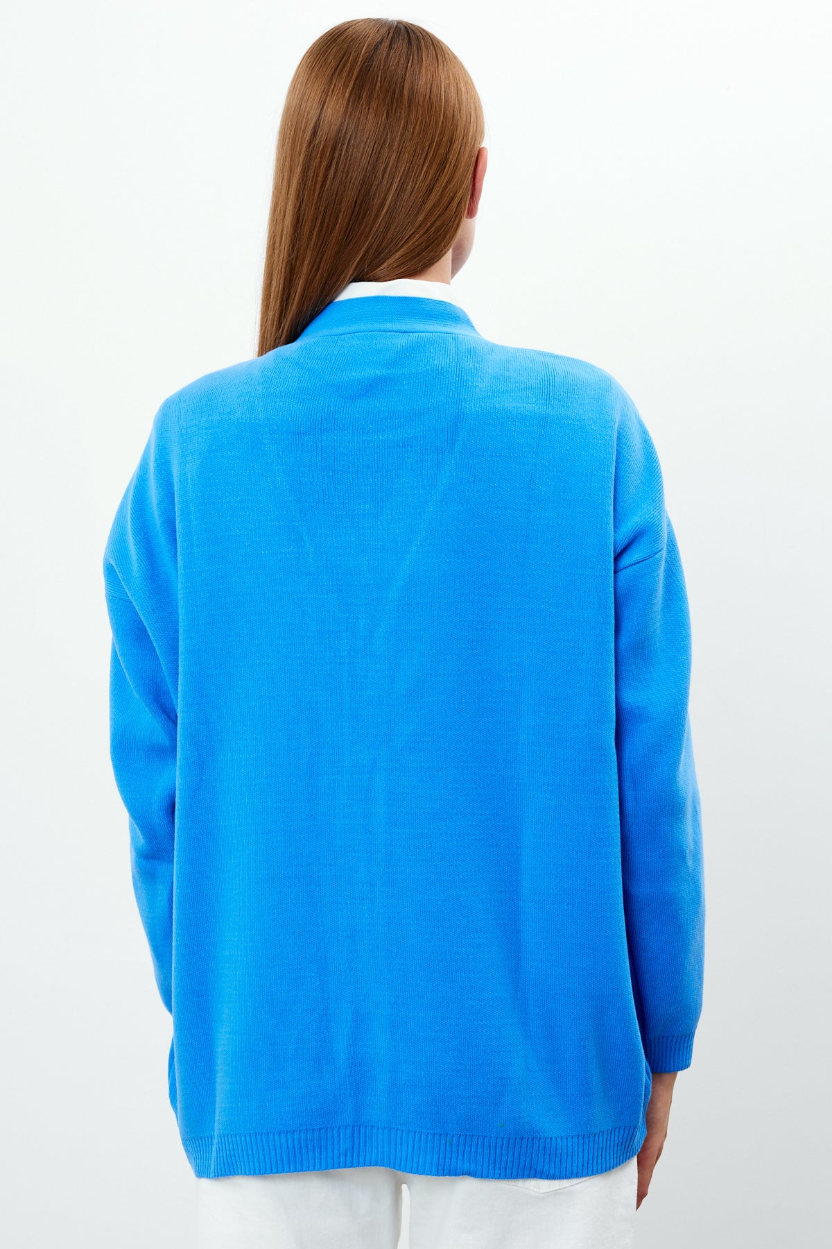 Solid Color Knit Cardigan Mid Length - SKU: 1254