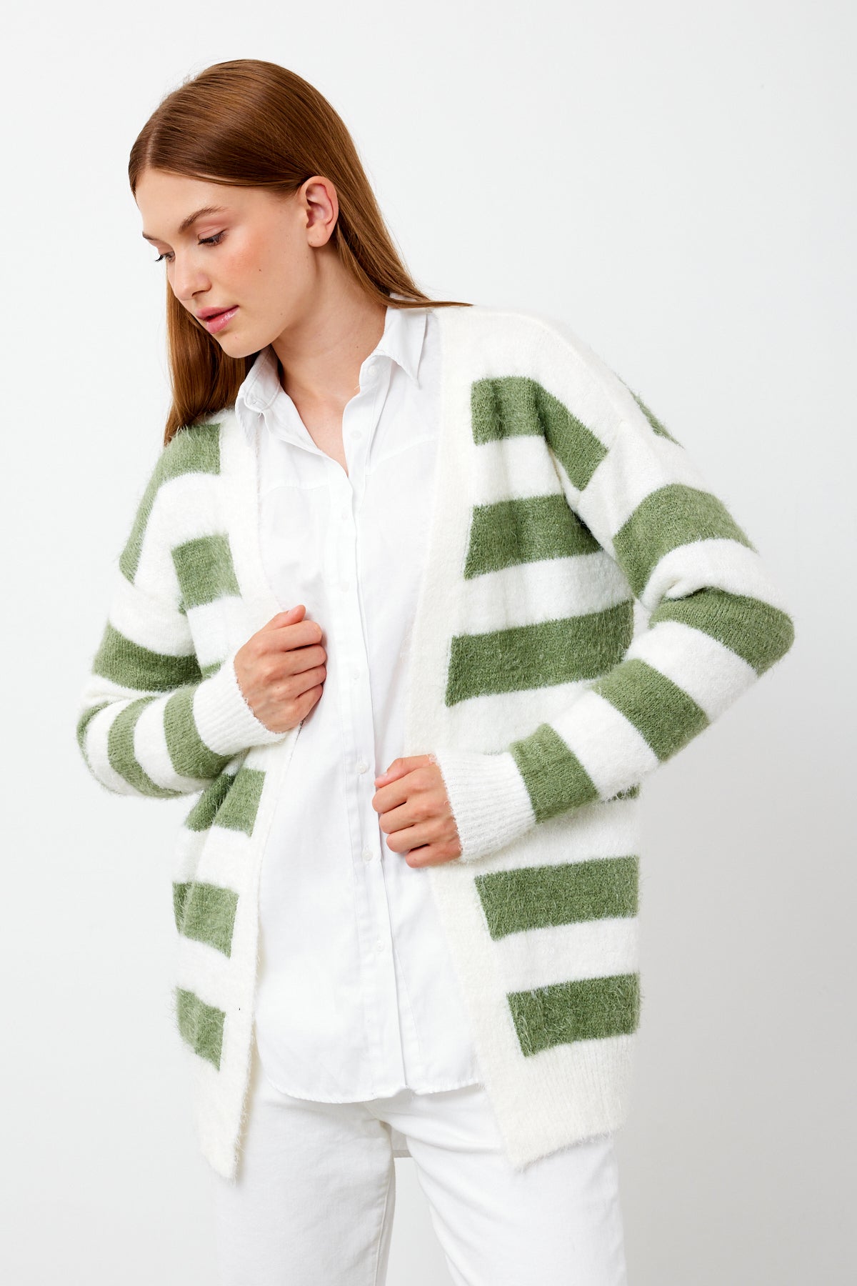 Oversized Striped Softy Cardigan - SKU: 1234