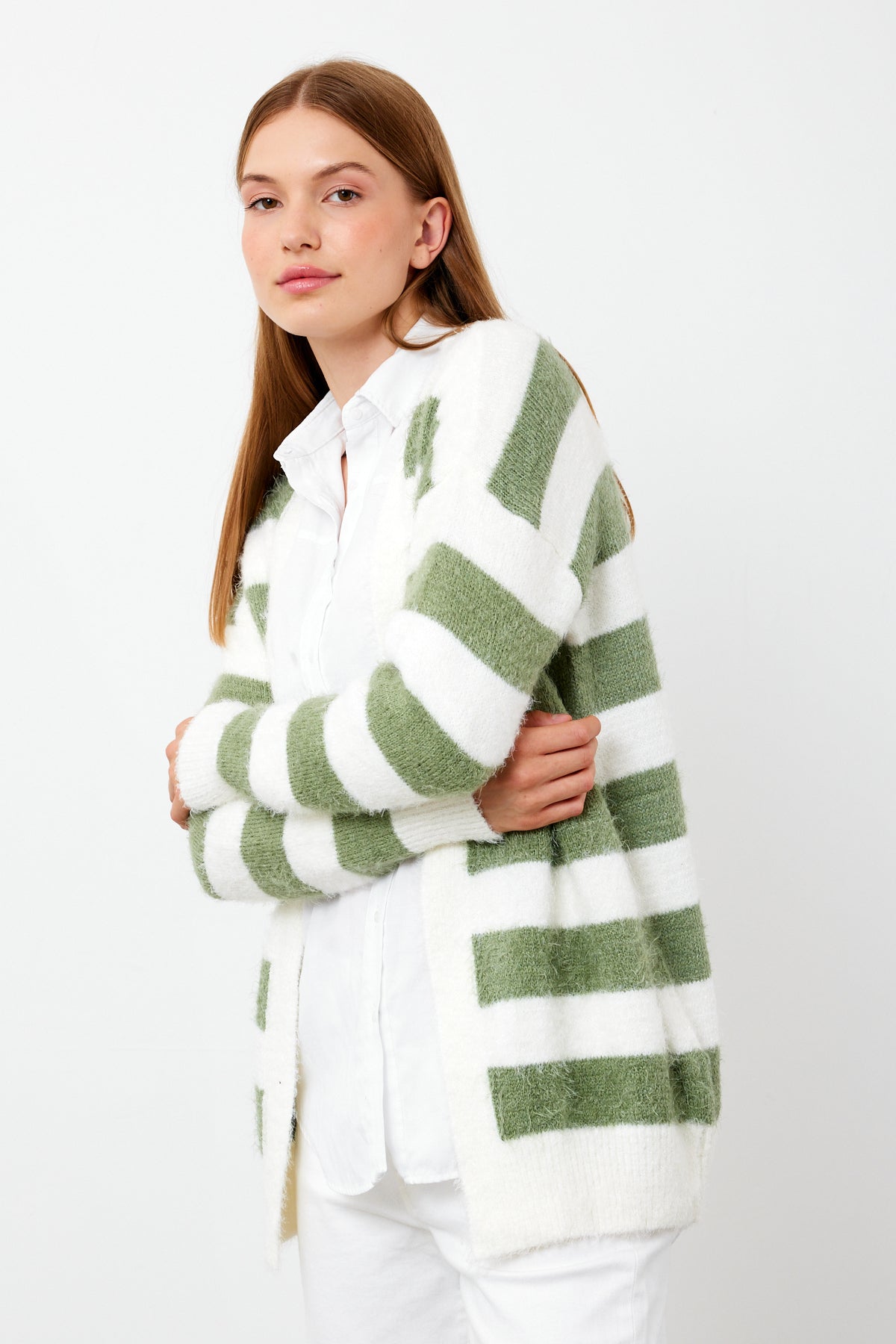 Oversized Striped Softy Cardigan - SKU: 1234