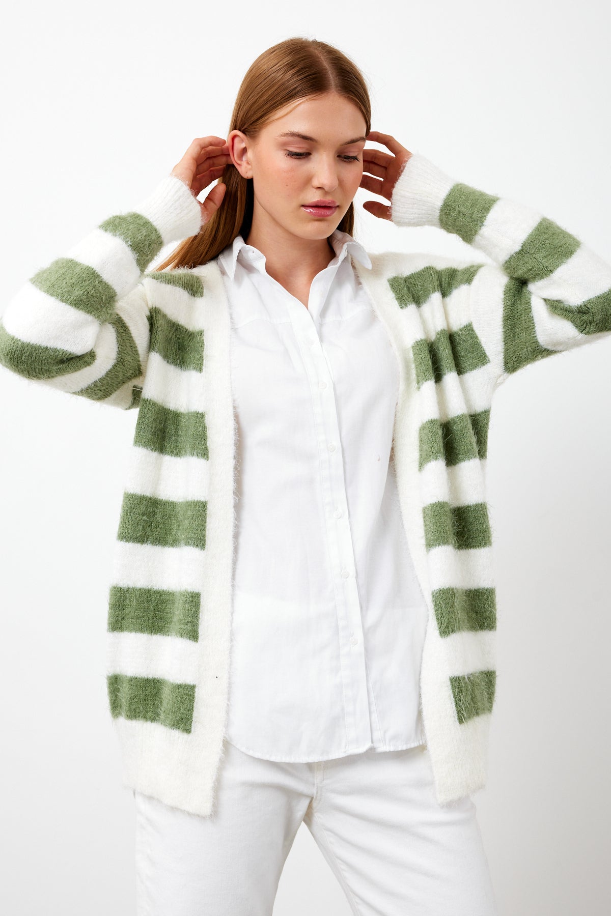 Oversized Striped Softy Cardigan - SKU: 1234