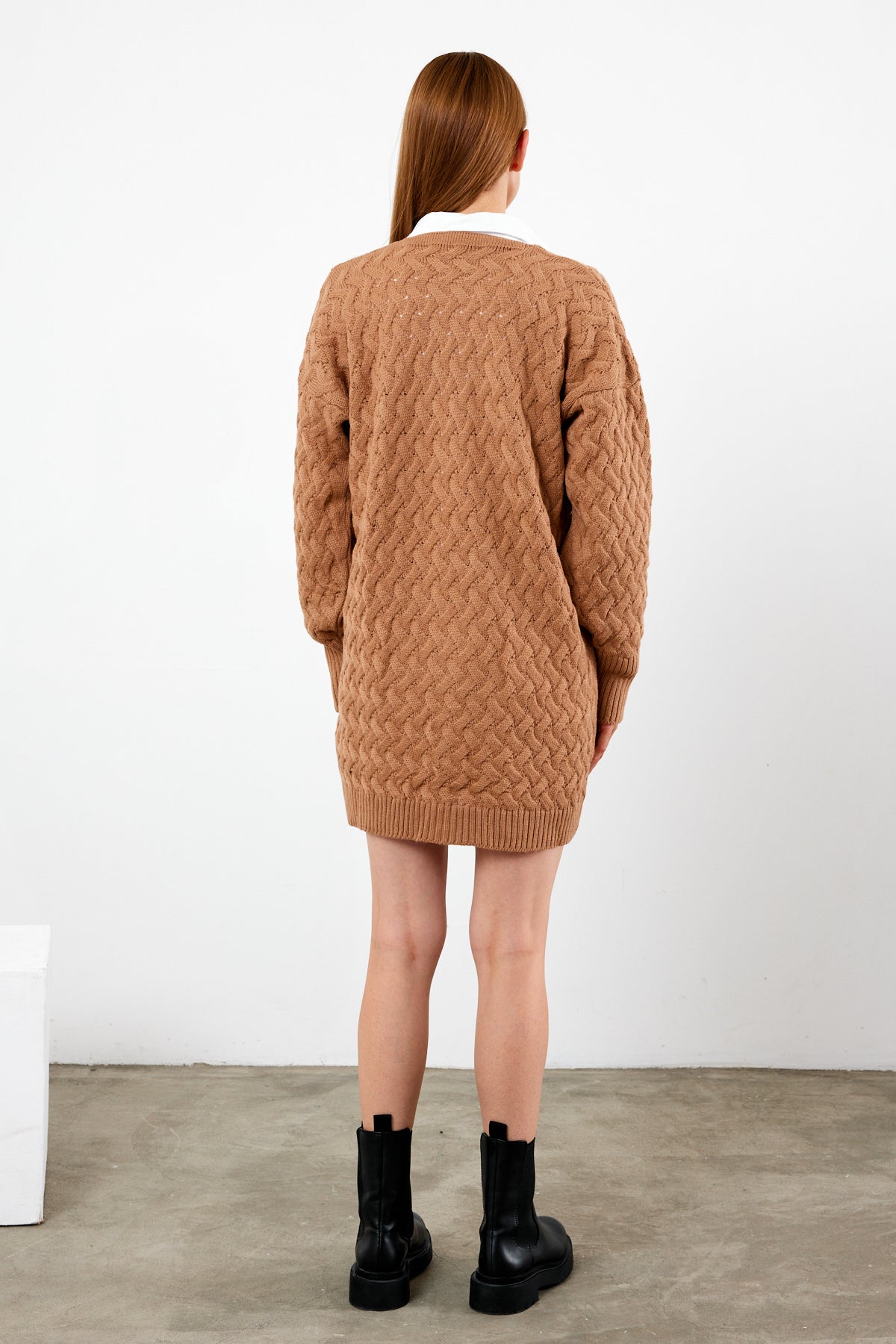 Mid Length Knit Cardigan Detailed- SKU: 3690