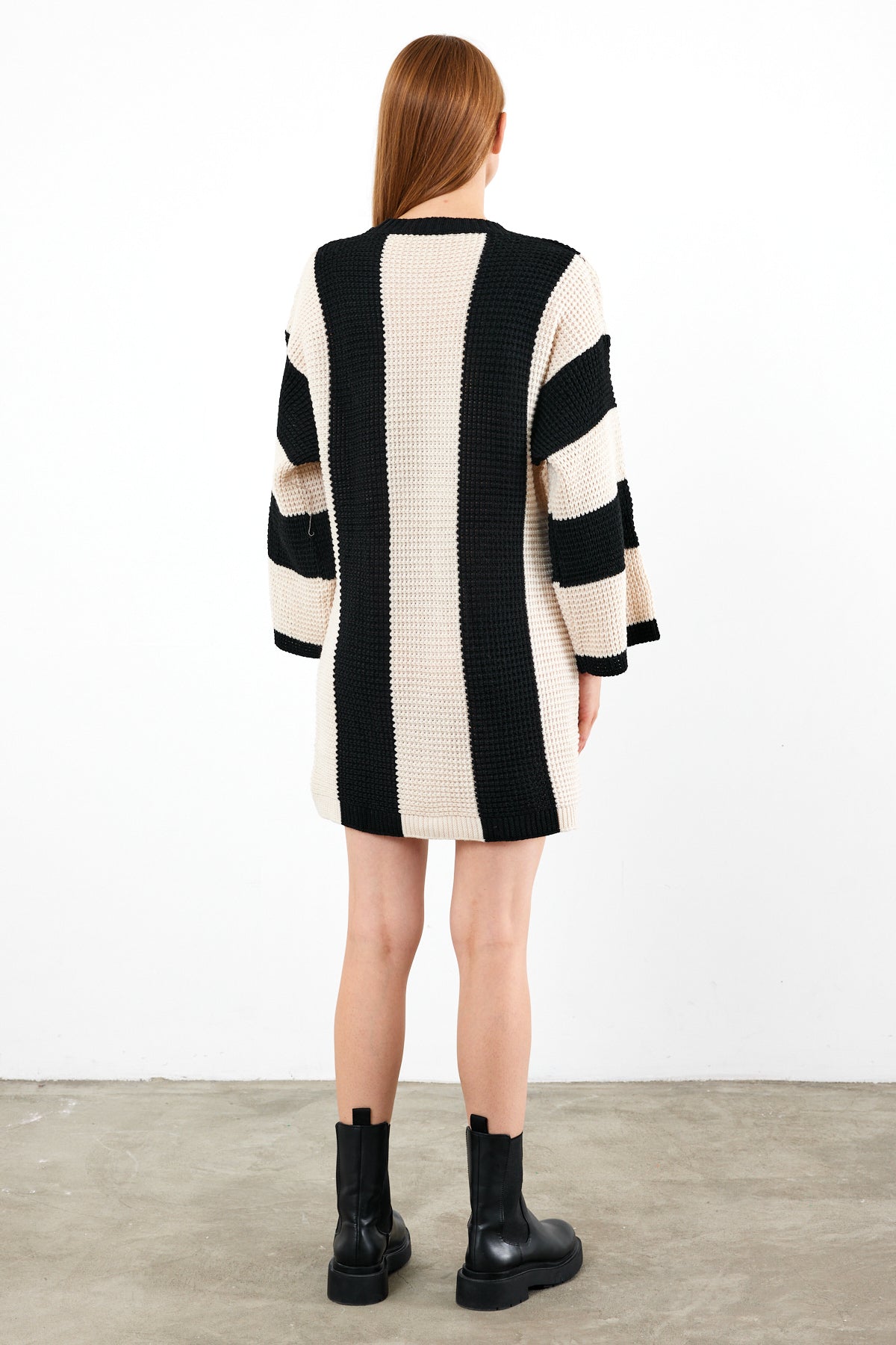 Knit Striped Mini Dress Knit Tunic Wide Striped- SKU: 3880