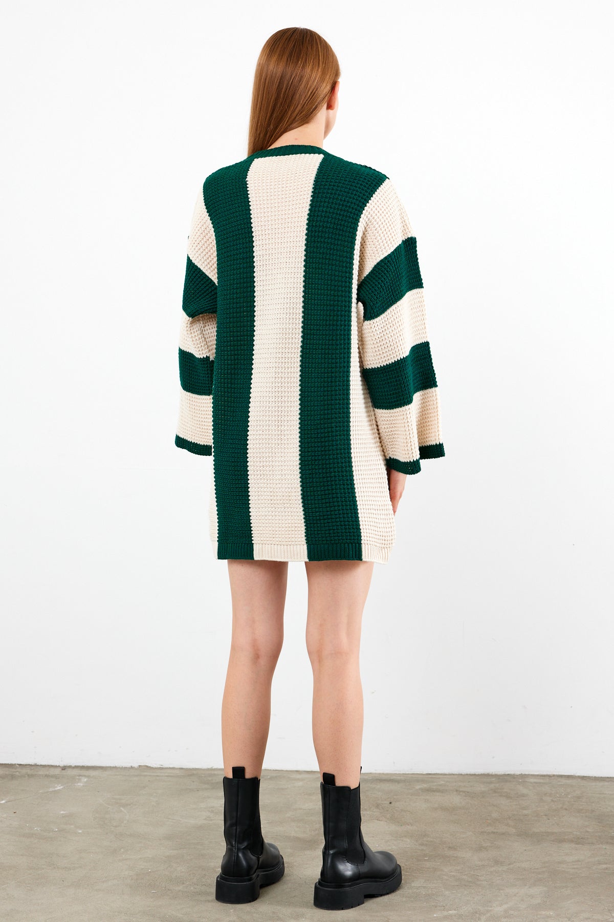 Knit Striped Mini Dress Knit Tunic Wide Striped- SKU: 3880