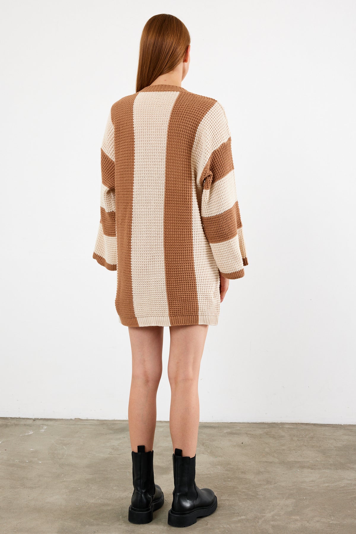 Knit Striped Mini Dress Knit Tunic Wide Striped- SKU: 3880