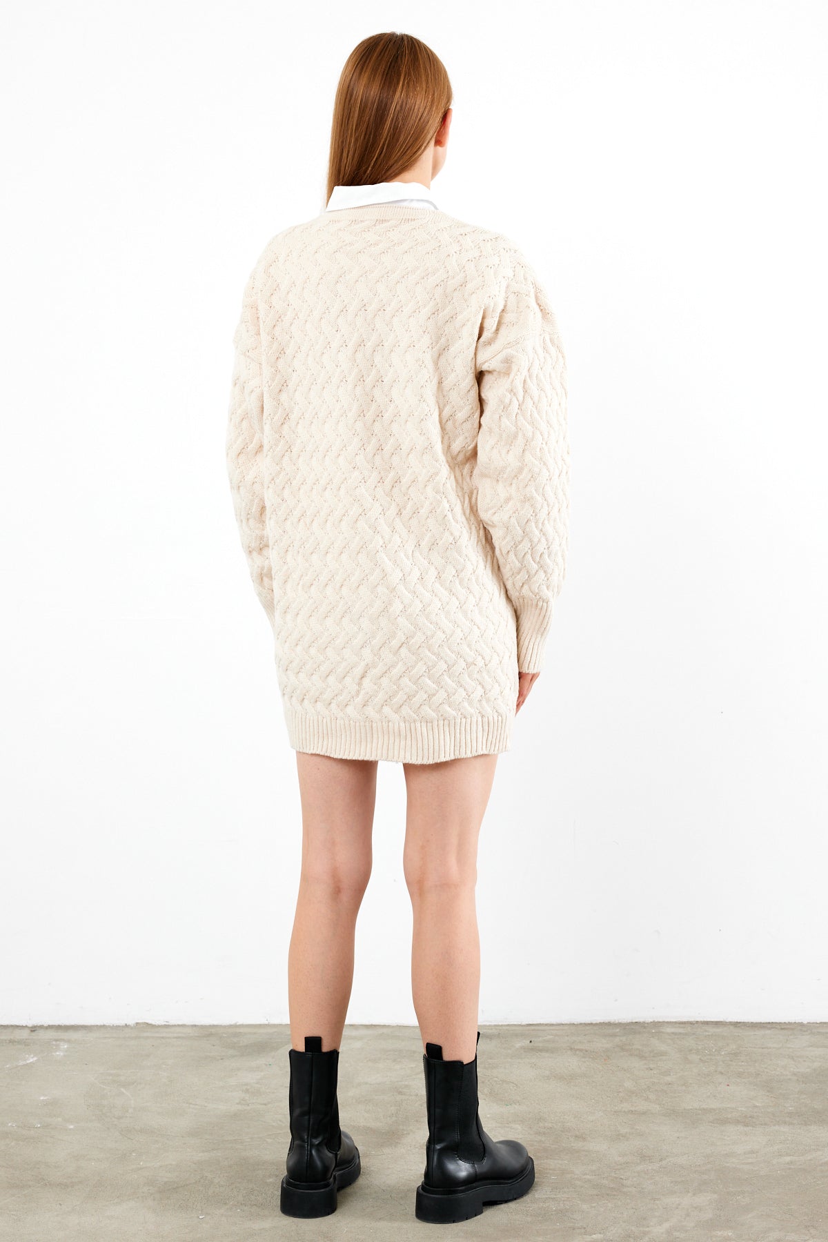 Mid Length Knit Cardigan Detailed- SKU: 3690