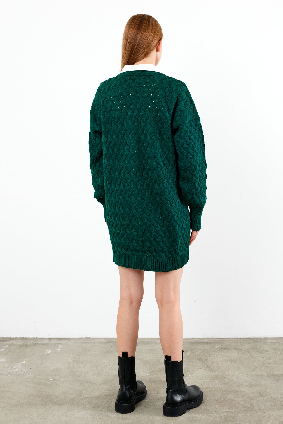 Mid Length Knit Cardigan Detailed- SKU: 3690