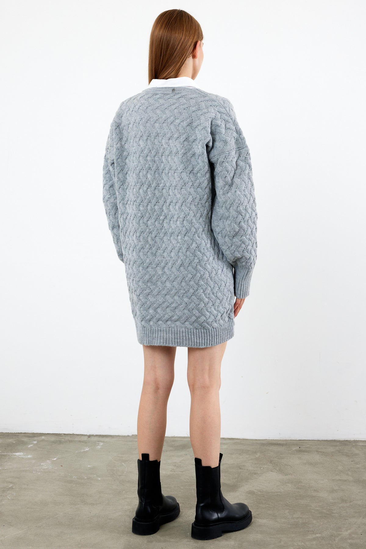 Mid Length Knit Cardigan Detailed- SKU: 3690